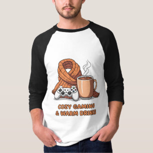 Camiseta Juegos Acogedores Bebidas Calientes Retro Jugador