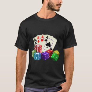 Camiseta Juegos de casino dados, fichas de póquer, cartas