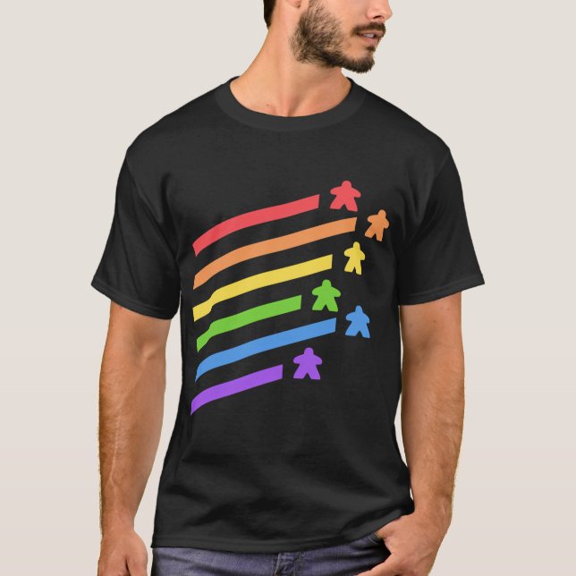 Camiseta Juegos de la Mesa Rainbow Meeples (Anverso)
