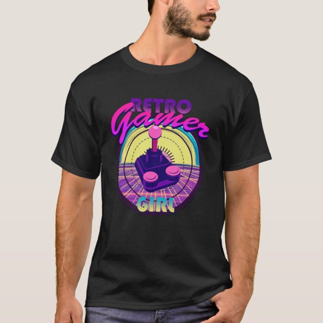 Camiseta Juegos de vídeo clásicos retro Chica Gamer 8 bits  (Anverso)