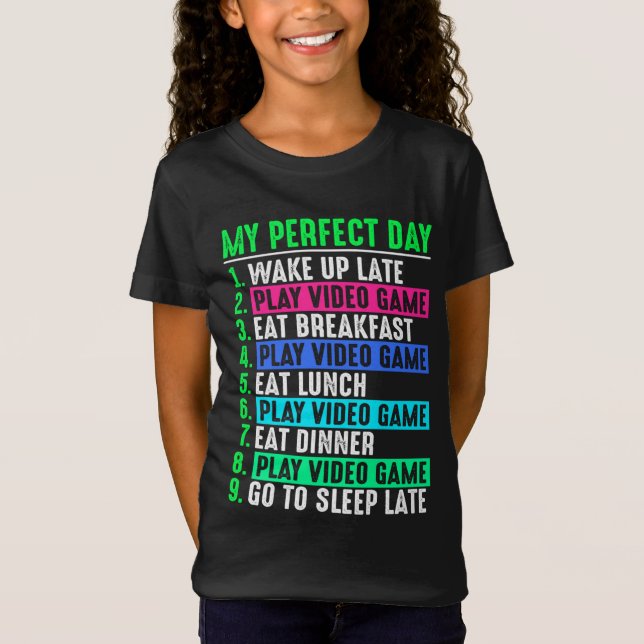 Camiseta Juegos de video de juego de un día perfecto (Anverso)