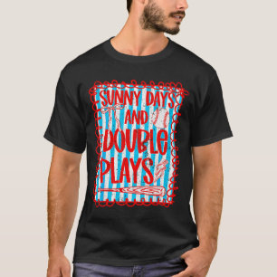 Camiseta Juegos dobles de béisbol soleado retro mujeres niñ