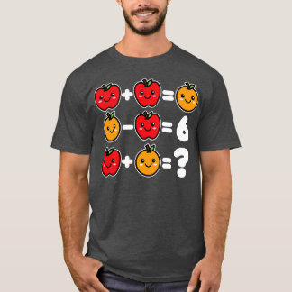 Camiseta Juegos matemáticos Manzanas y Naranjas Kawaii