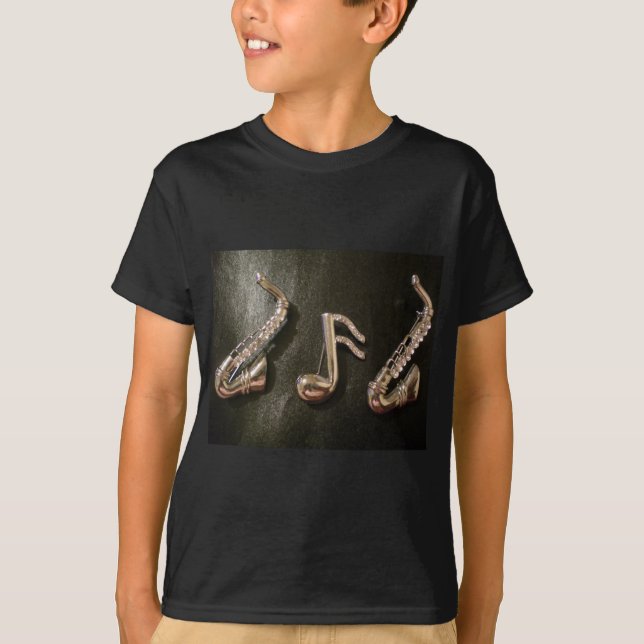 Camiseta Juegue una nota musical sobre ese Saxaphone (Anverso)