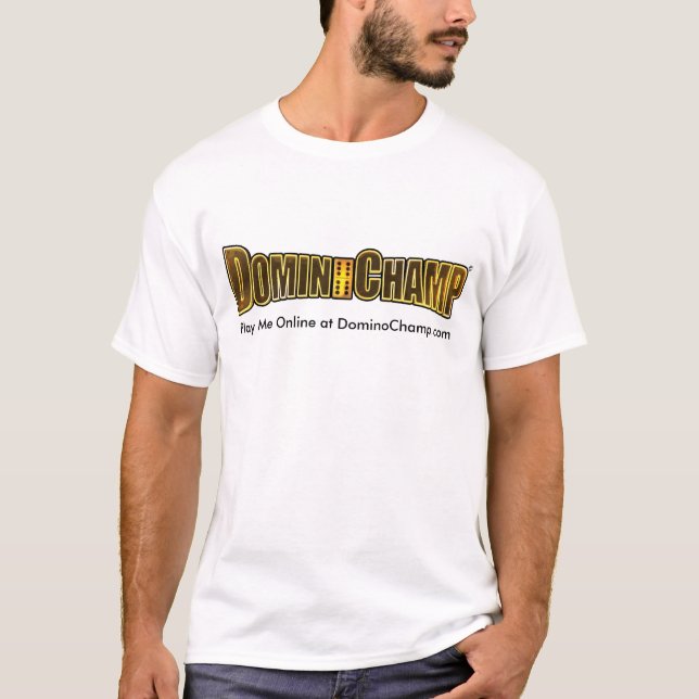 Camiseta Juegúeme en línea en DominoChamp.com (Anverso)