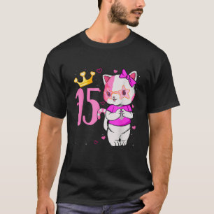 Camiseta Jueves 15 de cumpleaños lindo gato