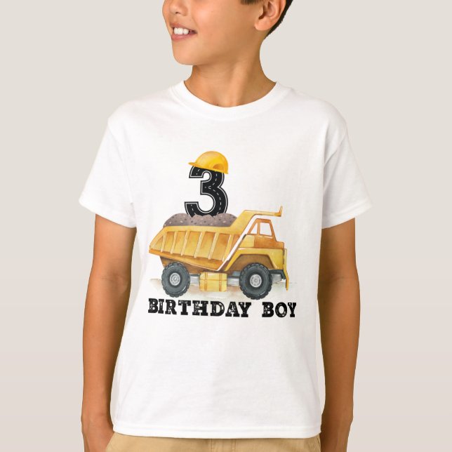 Camiseta Jueves de cumpleaños 3.ᵉʳ niño de la construcción (Anverso)