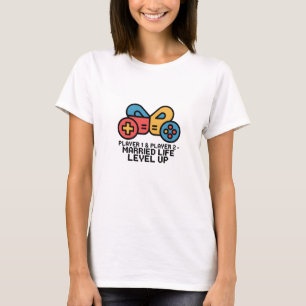 Camiseta Jugador 1 y 2 Nivel de Gamer Casado Arte
