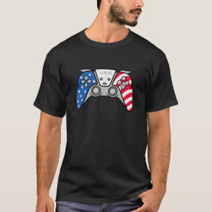 Camiseta Jugador 4 De Julio Juego De Video Gamepad Estados 