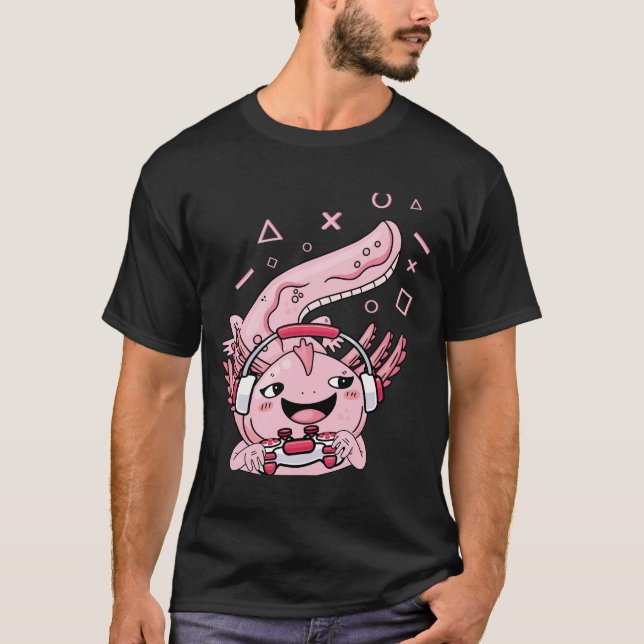 Camiseta Jugador Axolotl Personalizado Cute Axolotl Gamer (Anverso)