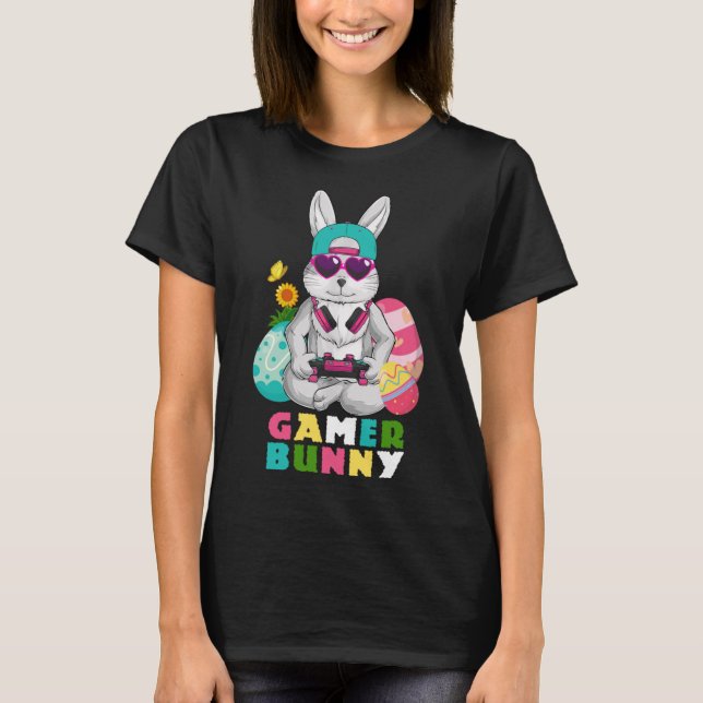 Camiseta Jugador Bunny Cute Easter Video Game Boys Pul (Anverso)