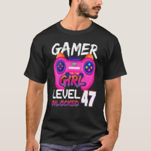 Camiseta Jugador Chica Nivel 47 Videojuegos desbloqueados C