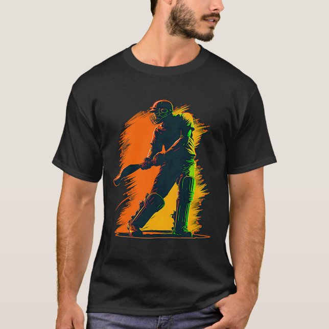 Camiseta Jugador colorido Bat Helmet Cricket (Anverso)