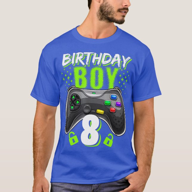 Camiseta Jugador controlador de videojuegos Birthday Boy 8 (Anverso)