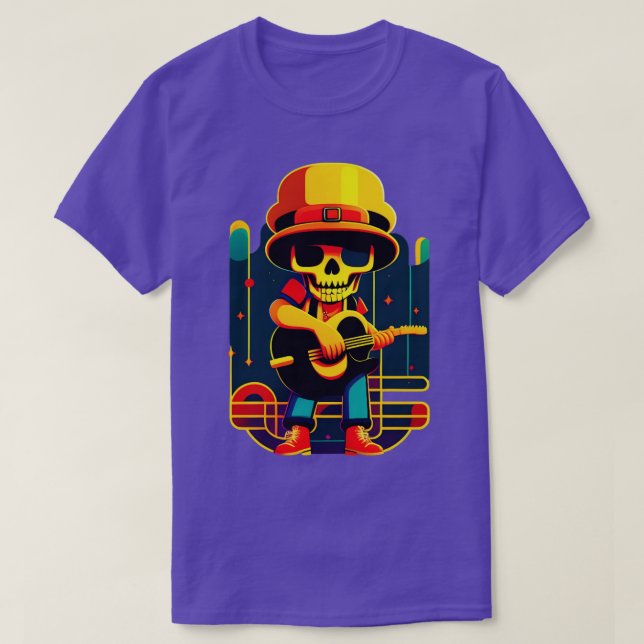 Camiseta Jugador Cute Skeleton Rock Guitar De Music Sk (Diseño del anverso)