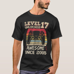 Camiseta Jugador de 17 años Cumpleaños 17 Nivel Desbloquead