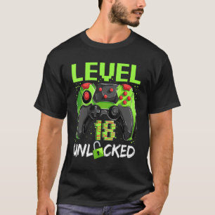 Camiseta Jugador de 18 años Nivel de cumpleaños 18 Desbloqu