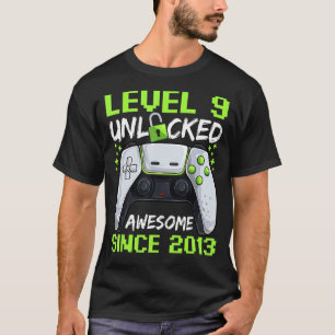 Camiseta Jugador de 9 años Cumpleaños 9 Nivel Desbloqueado