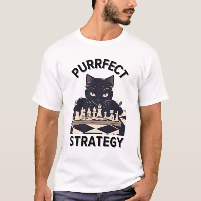 Camiseta Jugador de ajedrez de gatos de estrategia de ejecu (Anverso)