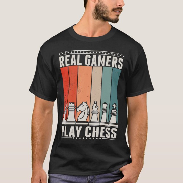 Camiseta Jugador de ajedrez retro juego de mesa de ajedrez (Anverso)