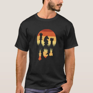 Camiseta Jugador de ajedrez Retro Sunset Board Figures Ches