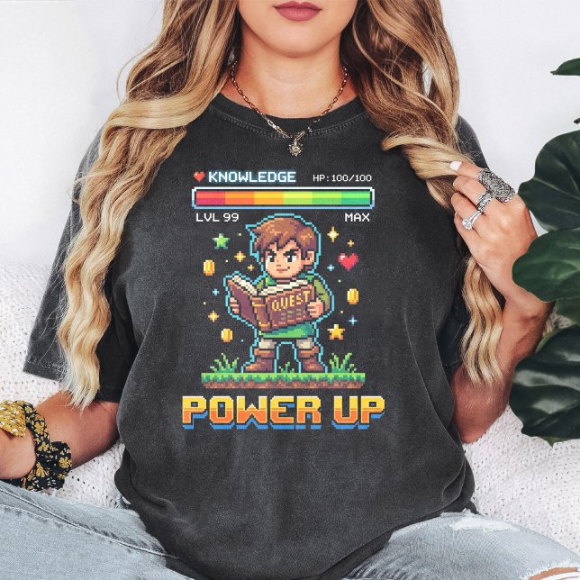 Camiseta Jugador de Arte de Pixel Retro se Potencia (Subido por el creador)
