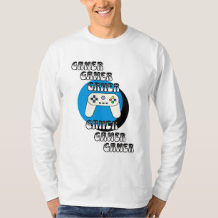 Camiseta Jugador de Azul y Negro Controlador de Videojueg