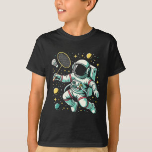 Camiseta Jugador de bádminton astronauta deporte de transbo