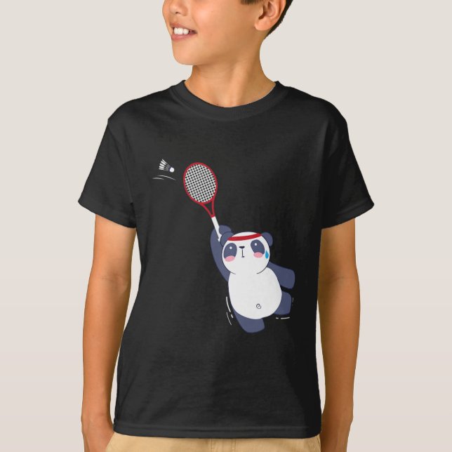 Camiseta Jugador de Badminton de Panda Bear (Anverso)