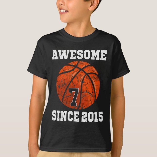 Camiseta Jugador de baloncesto de cumpleaños de 7 años de e (Anverso)