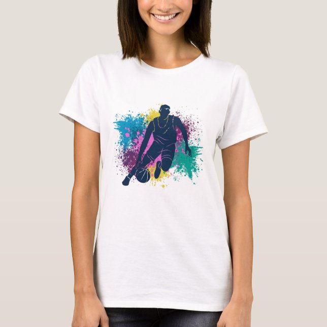 Camiseta Jugador de baloncesto Grungy Color Splashes (Anverso)