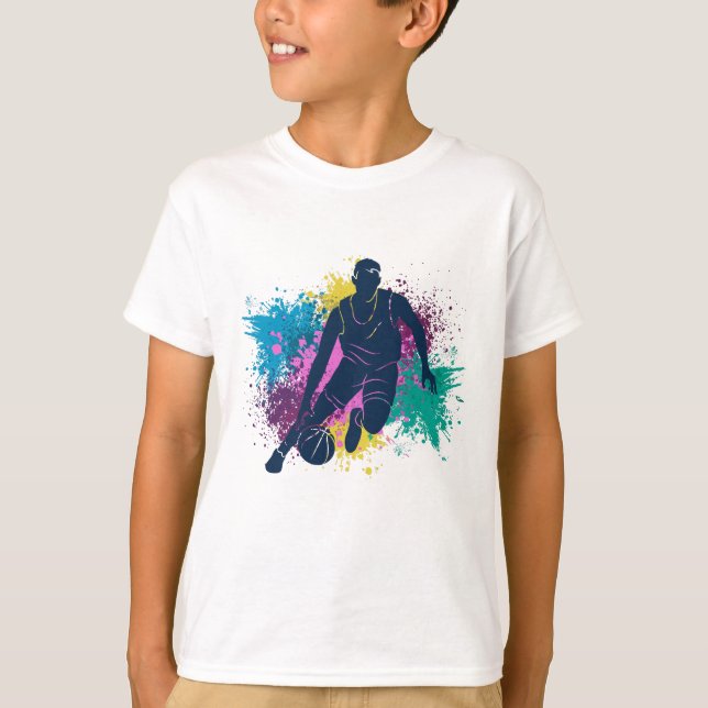 Camiseta Jugador de baloncesto Grungy Color Splashes (Anverso)