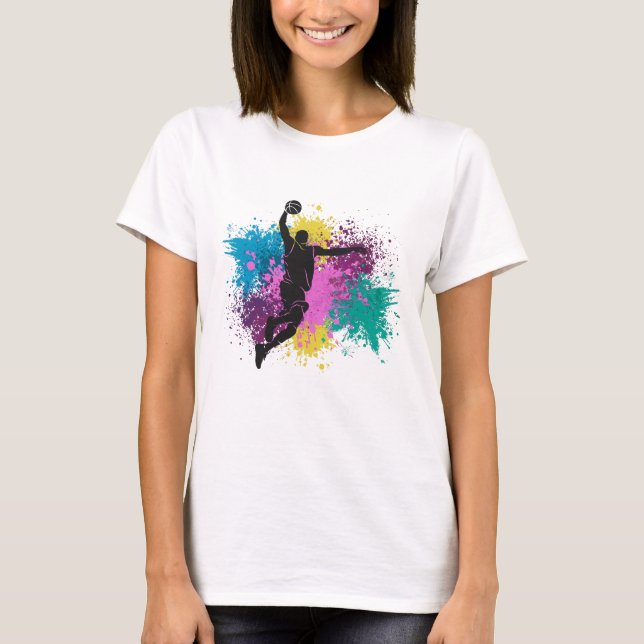 Camiseta Jugador de baloncesto Grungy Color Splashes (Anverso)