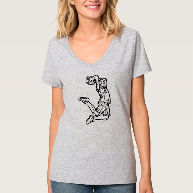 Camiseta Jugador de baloncesto Haciendo Slam Dunk Dark Desi (Anverso)