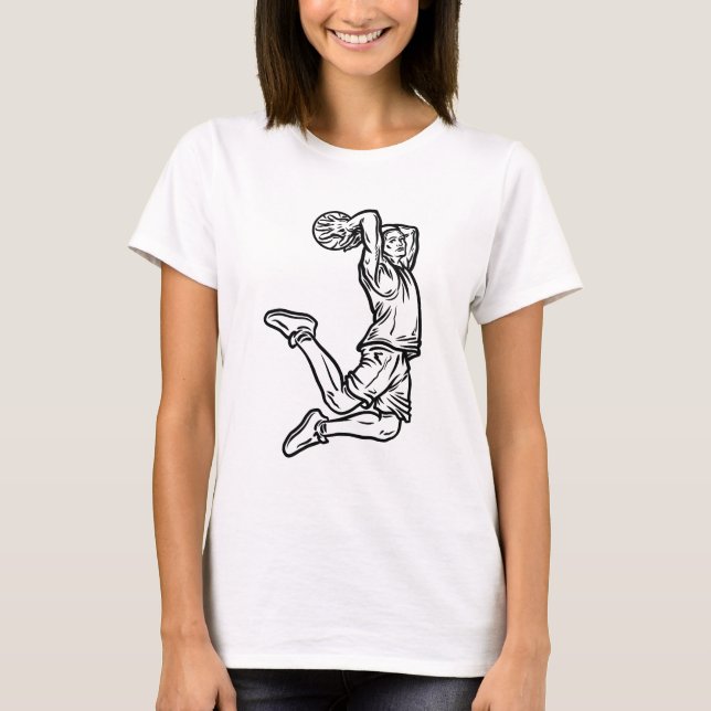 Camiseta Jugador de baloncesto Haciendo Slam Dunk Dark Desi (Anverso)