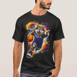 Camiseta Jugador de Baloncesto Lobo Salpicadura de Pintura
