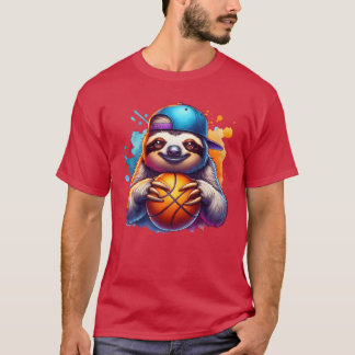 Camiseta Jugador de Baloncesto Perezoso Diseño Divertido de