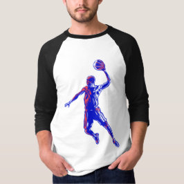 Camiseta Jugador de Baloncesto Slam Dunk, Diseño Rojo y Azu
