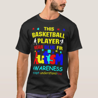 Camiseta Jugador de baloncesto usa azul para concientizar s