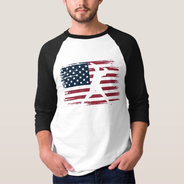 Camiseta Jugador de béisbol Bandera Americana USA Camo Patr (Anverso)