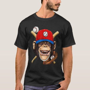 Camiseta Jugador de béisbol Cara de mono Lanzador Receptor