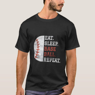 Camiseta Jugador de béisbol Come Duerme Béisbol Repite