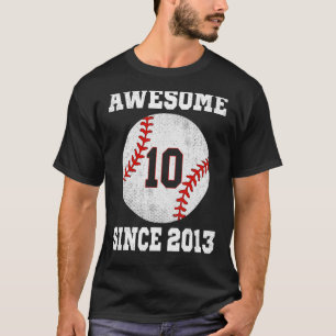 Camiseta Jugador de Béisbol de 10 años de edad con cosecha 
