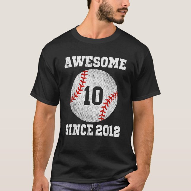 Camiseta Jugador de Béisbol de 10 años de edad con cosecha  (Anverso)