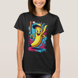 Camiseta Jugador de béisbol de dibujos animados de plátano 