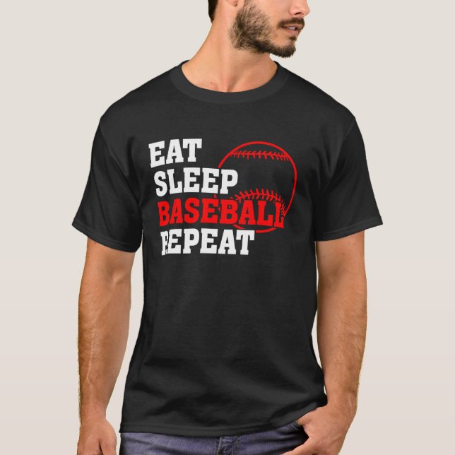 Camiseta Jugador de béisbol de repetición de sueño de Eat S (Anverso)