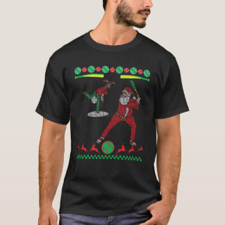 Camiseta Jugador de béisbol de Santa Claus golpea a Ball po
