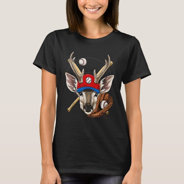 Camiseta Jugador de béisbol Deer Pitcher Catcher Baseball C (Anverso)