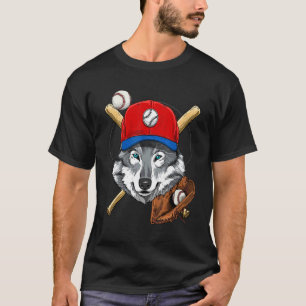 Camiseta Jugador de béisbol Lobo gris Lanzador Receptor Béi