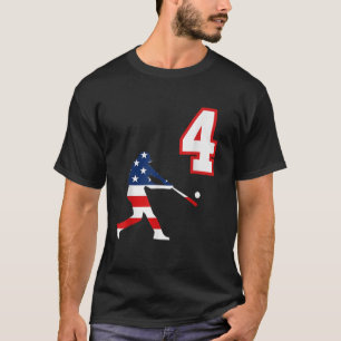 Camiseta Jugador de béisbol número 4 con bandera estadounid